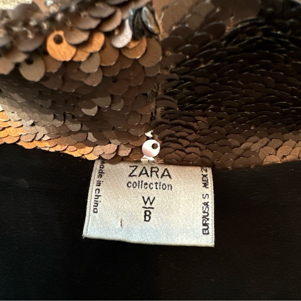 ZARA Metallic two tone Sequin Blazer Jacket Bronze Silver Size S W&B Collection - Picture 5 of 12